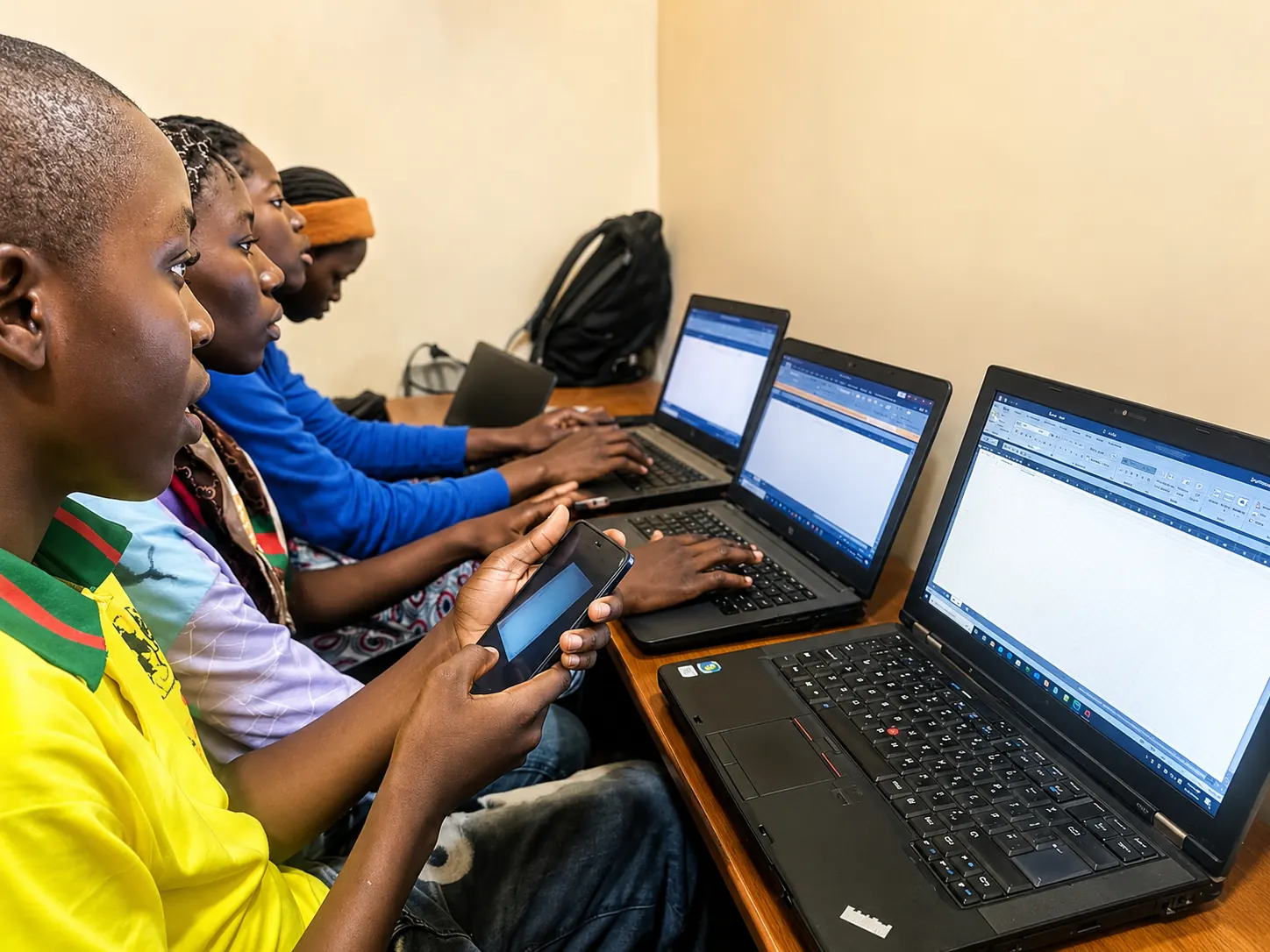 Students training on laptops at HaskeTek Computer School